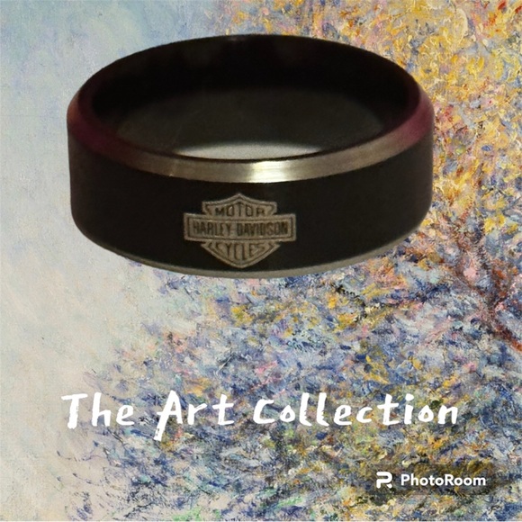 Size 13 black color motorcycle titanium 8mm ring. - Picture 3 of 10